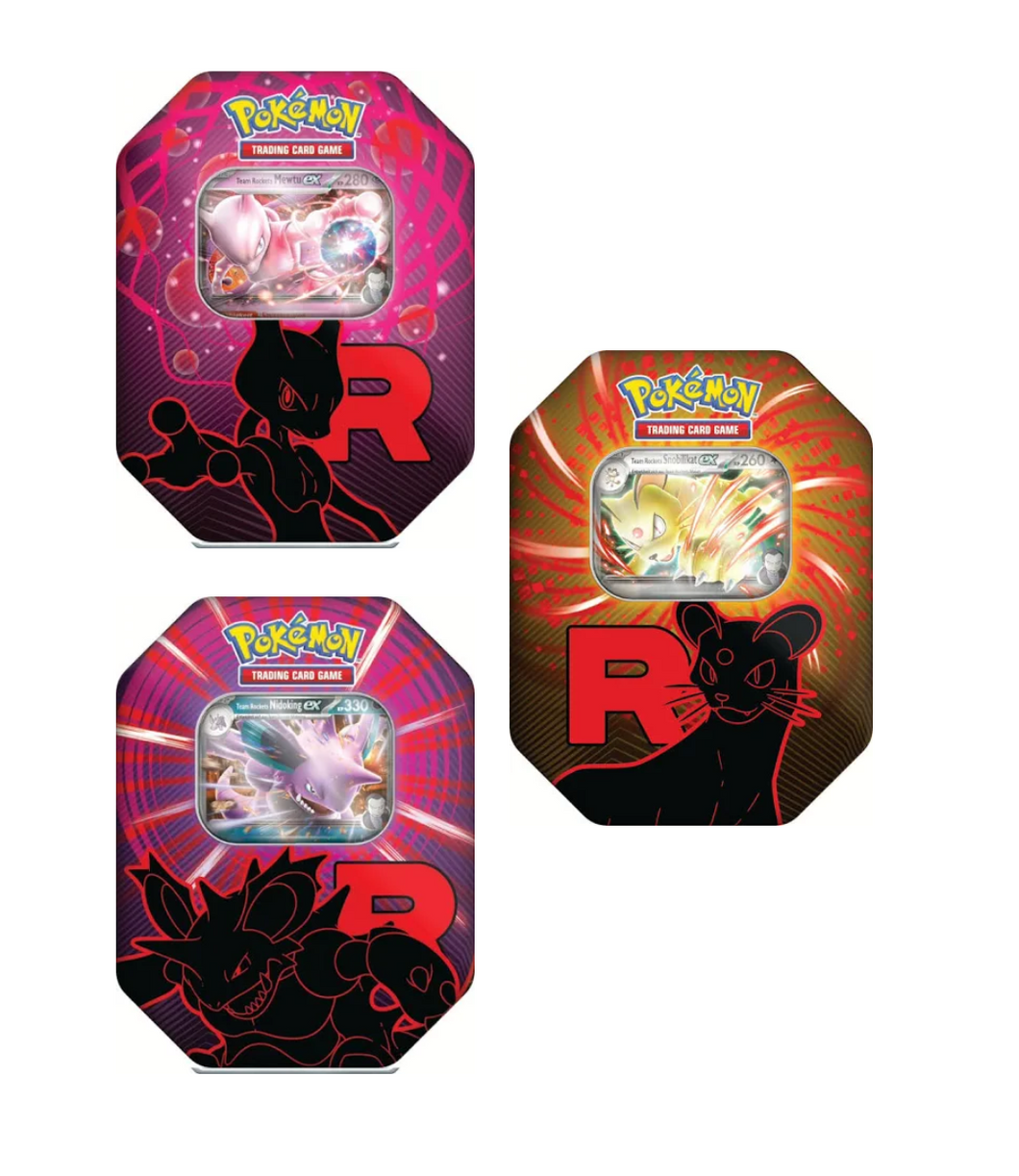 Pokemon Team Rocket Tins Snobilikat Nidoking Mewtu Set Englisch Deutsch (Start 05.09.25)