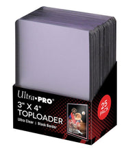 Lade das Bild in den Galerie-Viewer, Ultra Pro Regular Toploader 25 Stück - Schutz für Karten 3&quot; x 4&quot; Ultra Clear Schwarzer Rand
